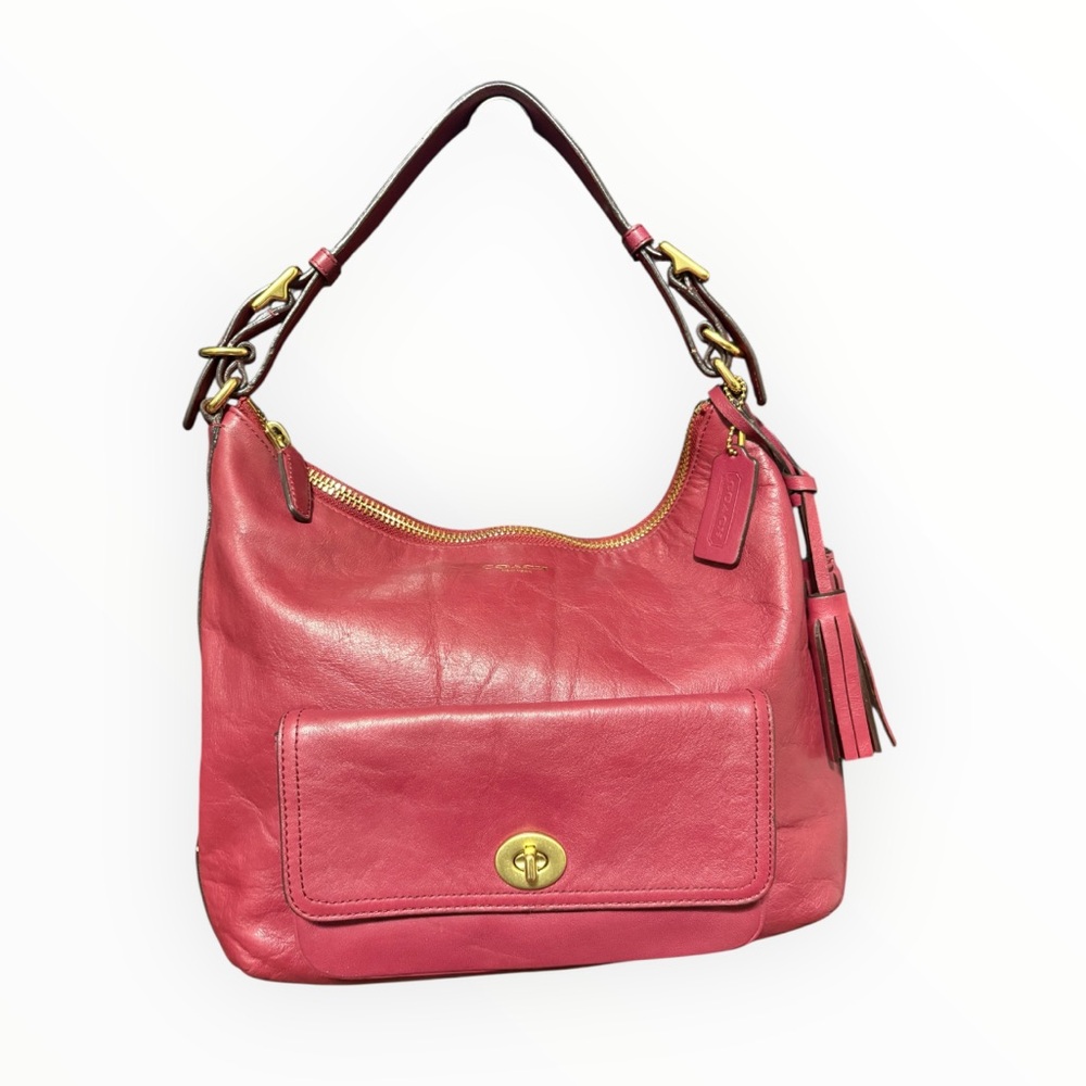 Leather Coach Legacy Courtney Bag in Deep Port